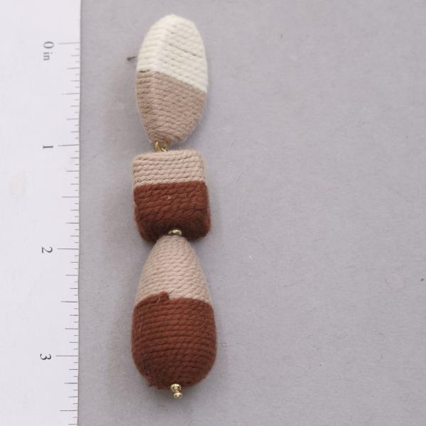 MULTI SHAPE TWO TONE THREAD WRAPPED DANGLE EARRING