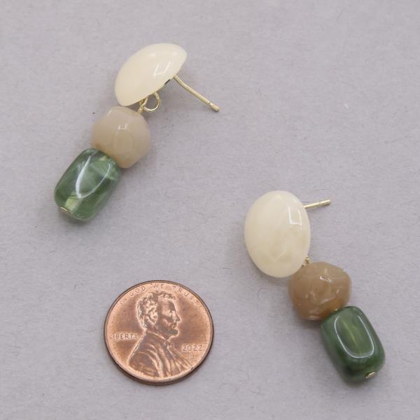 RESIN BEAD LINK DANGLE EARRING