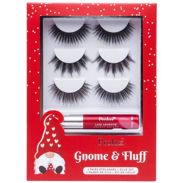 PROLUX GNOME AND FLUFF 3 PAIRS EYELASHES AND GLUE SET