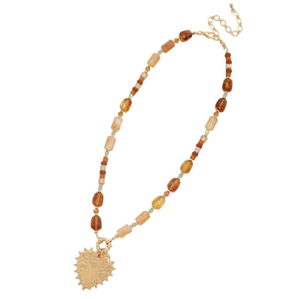 BEADED HEART PENDANT NECKLACE