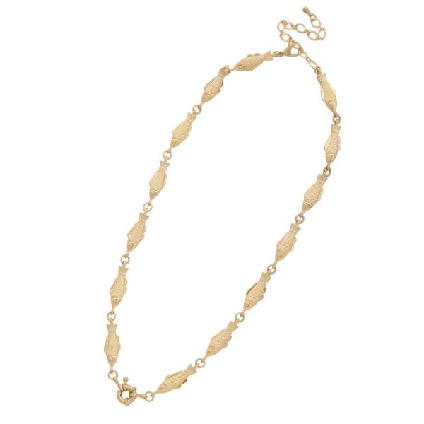 TEXTURED METAL LINK CHAIN NECKLACE