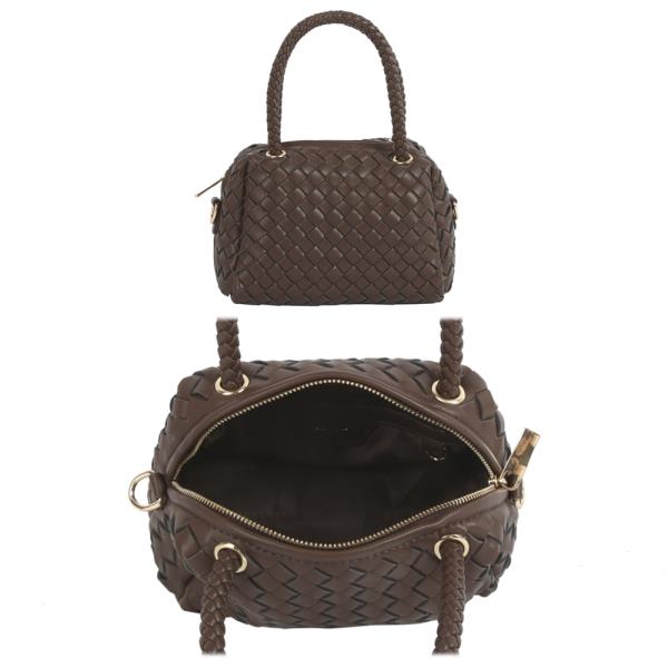 WOVEN DESIGN HANDLE BAG W STRAP