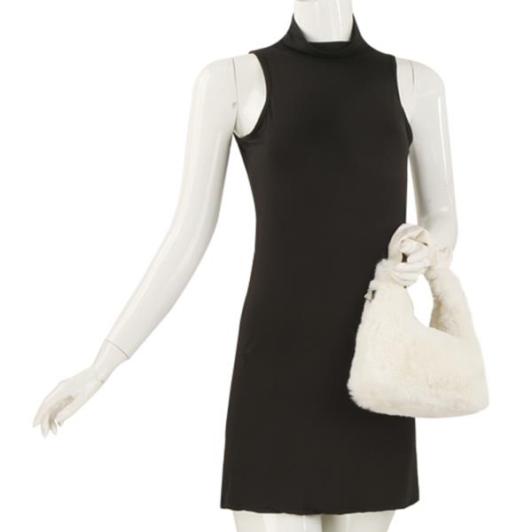 FUR HANDLE BAG W STRAP