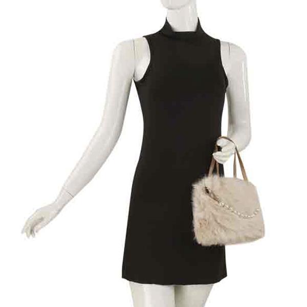 FUR PEARL HANDLE BAG W STRAP