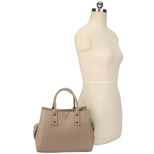 SMOOTH V DESIGN HANDLE SATCHEL BAG