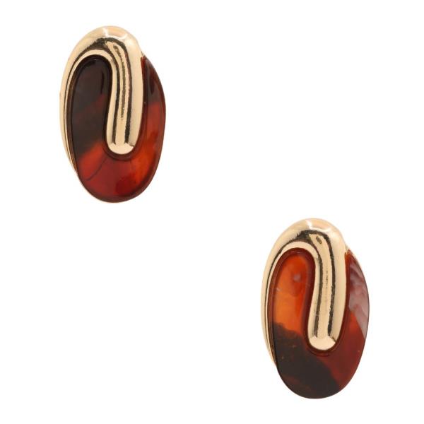 TORTOISE BEAD METAL EARRING