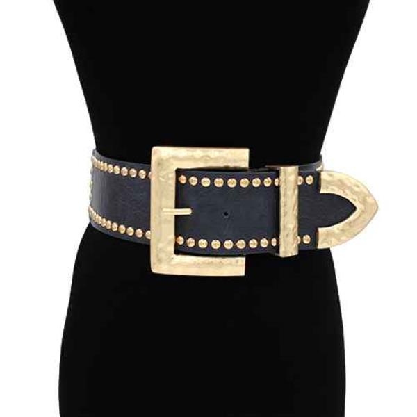 HAMMERED METAL STUDDED BUCKLE ELASTIC BELT