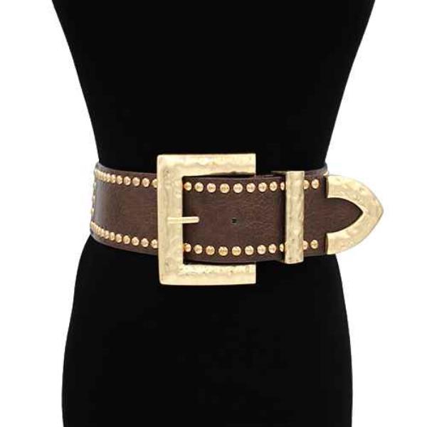 HAMMERED METAL STUDDED BUCKLE ELASTIC BELT