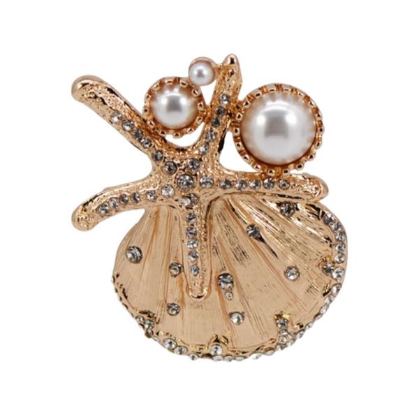 RHINESTONE STARFISH PEARL SHELL
