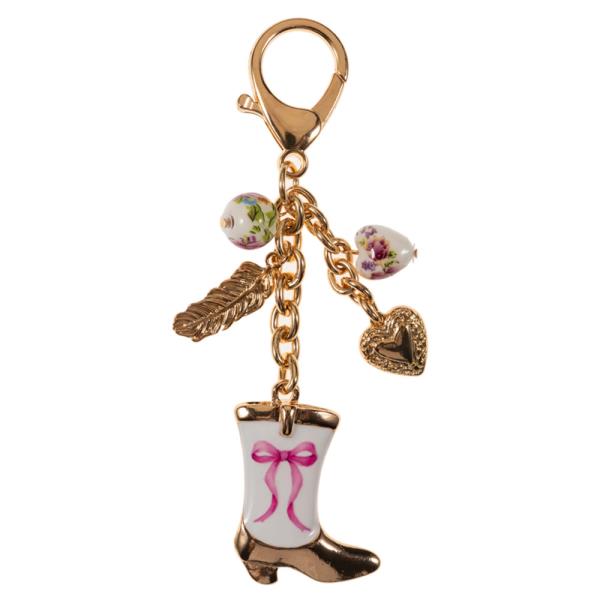 WESTERN BOOTS SHAPED ENAMEL CERAMIC BEADS BAG CHARM KEYCHAIN