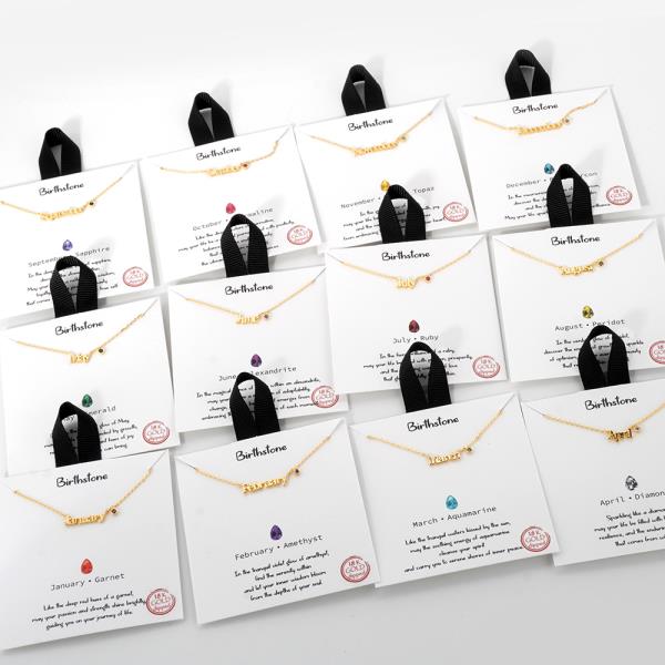 18K GOLD RHODIUM BIRTHSTONE PENDANT NECKLACE