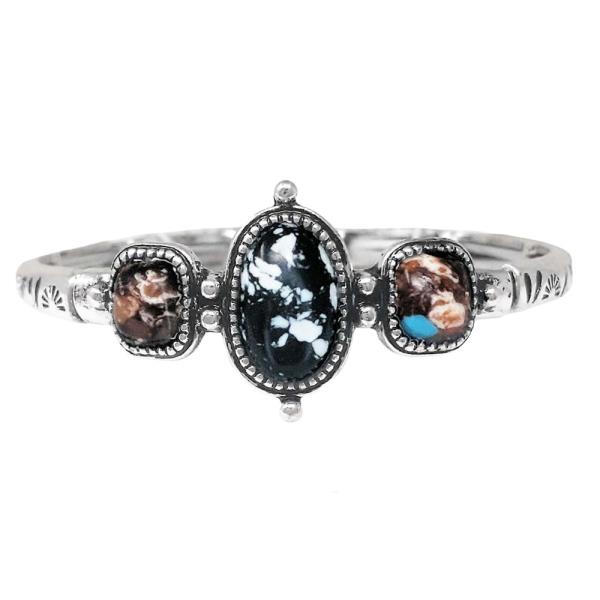 WESTERN AZTEC PATTERN OVAL SQUARE STONE BRACELET