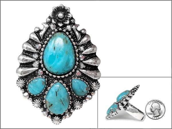 WESTERN STONE CONCHO METAL RING