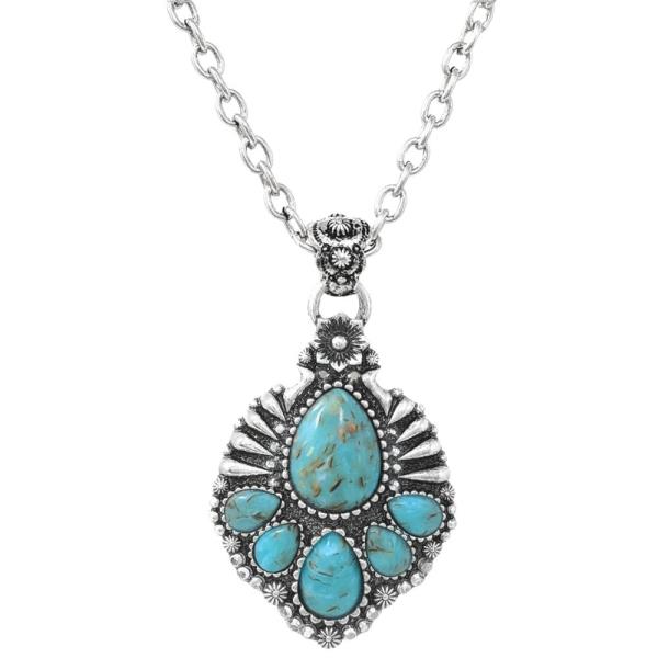 WESTERN STONE TEARDROP PENDANT NECKLACE