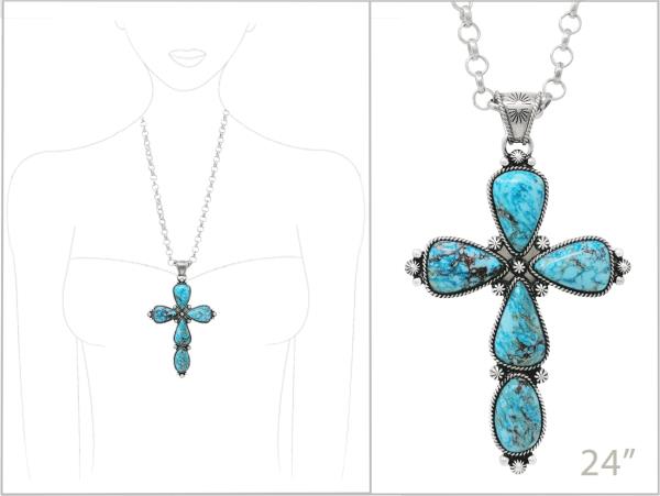 WESTERN STONE CROSS NECKLACE