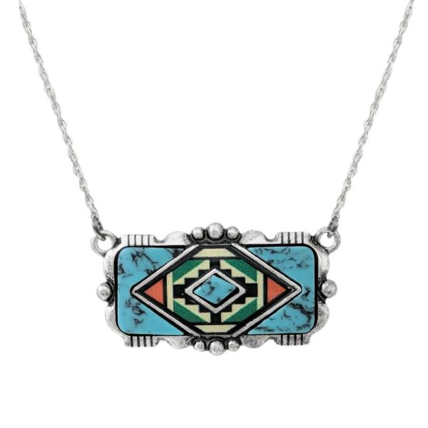 WESTERN AZTEC STONE BAR NECKLACE