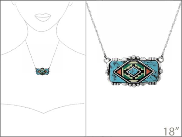 WESTERN AZTEC STONE BAR NECKLACE