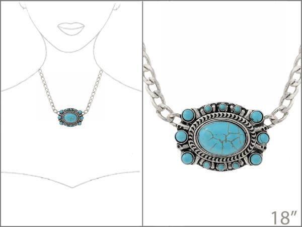 WESTERN SEMI STONE CONCHO NECKLACE