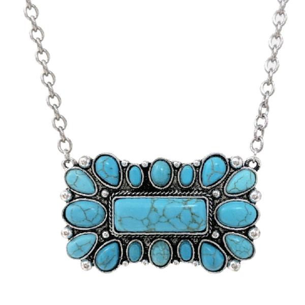 WESTERN TURQUOISE STONE BAR NECKLACE