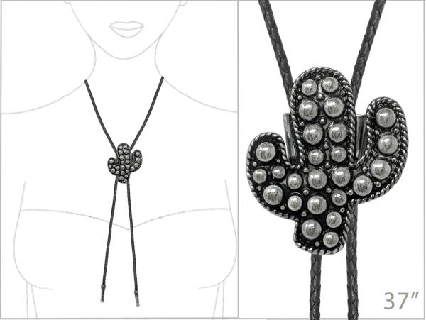 WESTERN BALL TEXTURE BOLO CACTUS HEAD NECKLACE