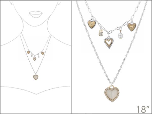 MOP MULTI CHARM LAYERED NECKLACE