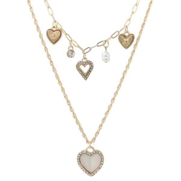 MOP MULTI CHARM LAYERED NECKLACE