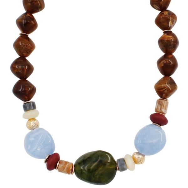 MIXED RESIN METAL BEAD NECKLACE