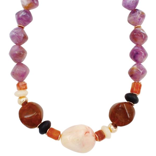 MIXED RESIN METAL BEAD NECKLACE