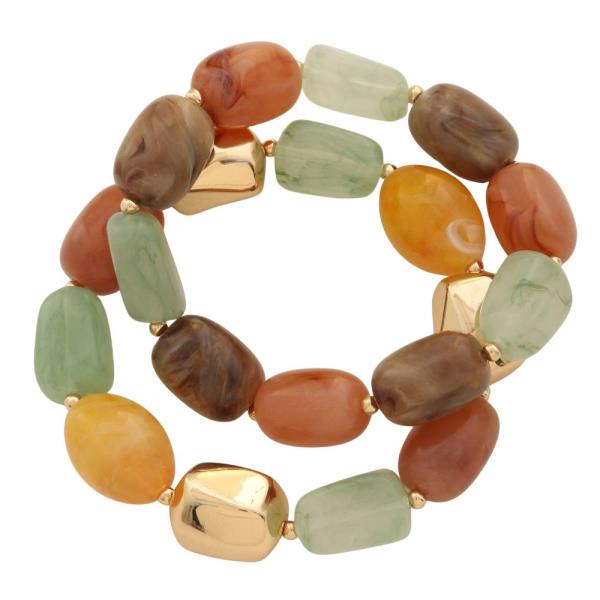 RESIN MIXED BEAD BRACELET SET