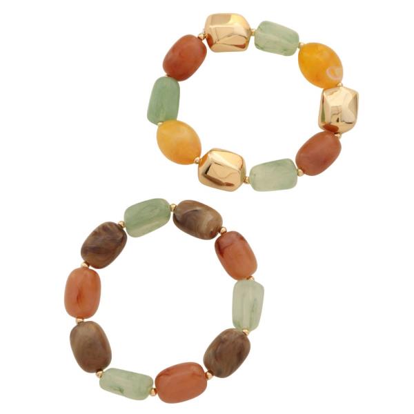 RESIN MIXED BEAD BRACELET SET