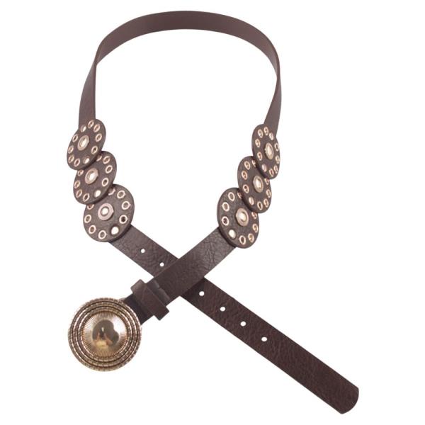 METAL CONCHO WESTERN TEXTURED BELT