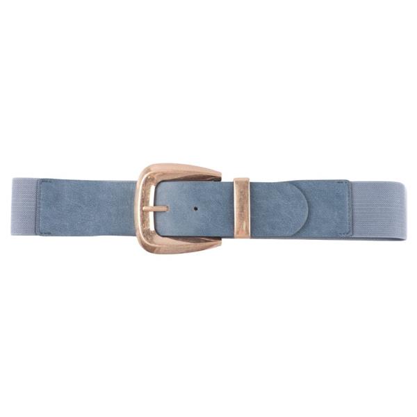 METAL BUCKLE FAUX LEATHER ELASTIC BELT