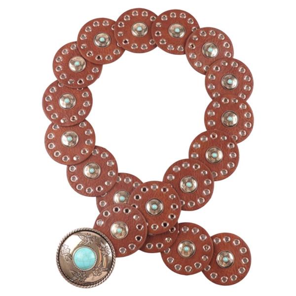 WESTERN CONCHO CIRCLE Y2K FAUX LEATHER BELT