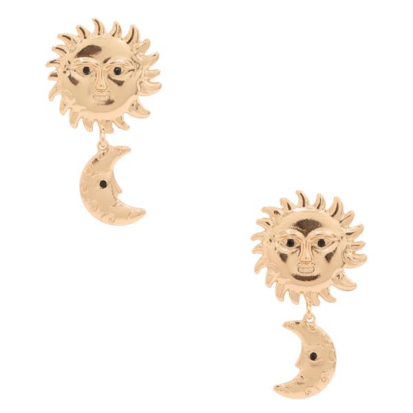 SUN MOON LINK DANGLE METAL EARRING