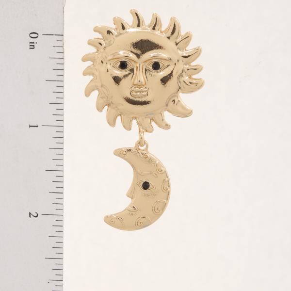 SUN MOON LINK DANGLE METAL EARRING