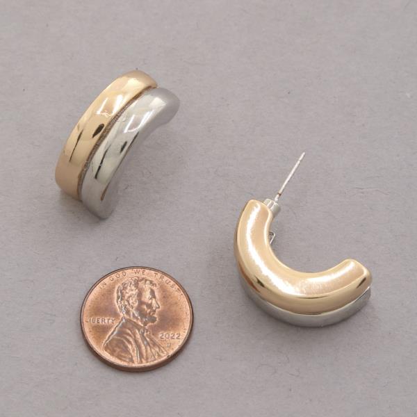 TWO TONE OPEN HOOP EARRING