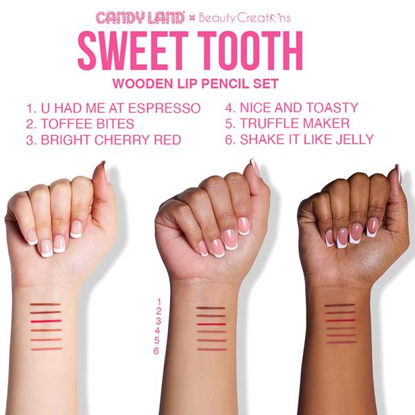 BEAUTY CREATIONS X CANDY LAND SWEET TOOTH WOODEN LIP LINER 6PC SET
