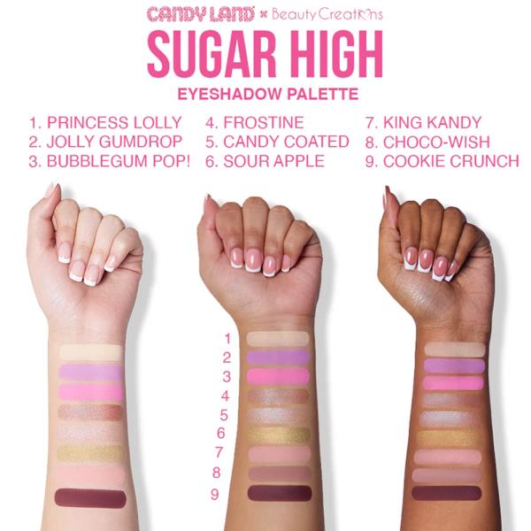 BEAUTY CREATIONS X CANDY LAND SUGAR HIGH SHADOW PALETTE AND 4PC BRUSH SET