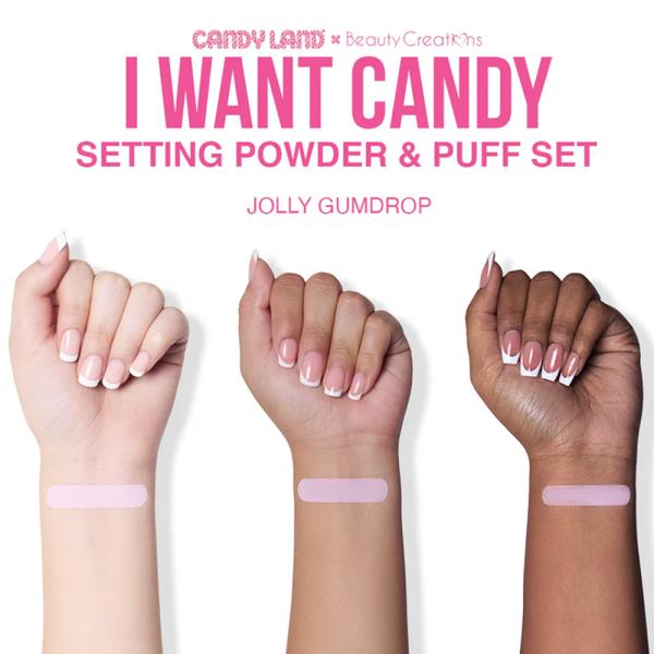 BEAUTY CREATIONS X CANDY LAND I WANT CANDY LOOSE POWDER AND PUFF SET