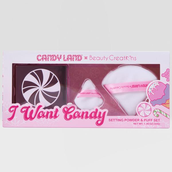 BEAUTY CREATIONS X CANDY LAND I WANT CANDY LOOSE POWDER AND PUFF SET