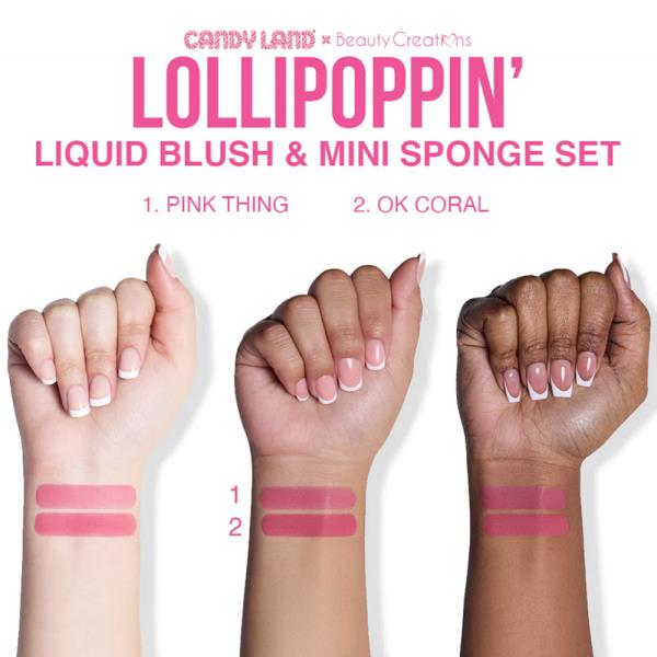 BEAUTY CREATIONS X CANDY LAND LOLLIPOPPIN LIQUID BLUSH AND MINI SPONGE SET