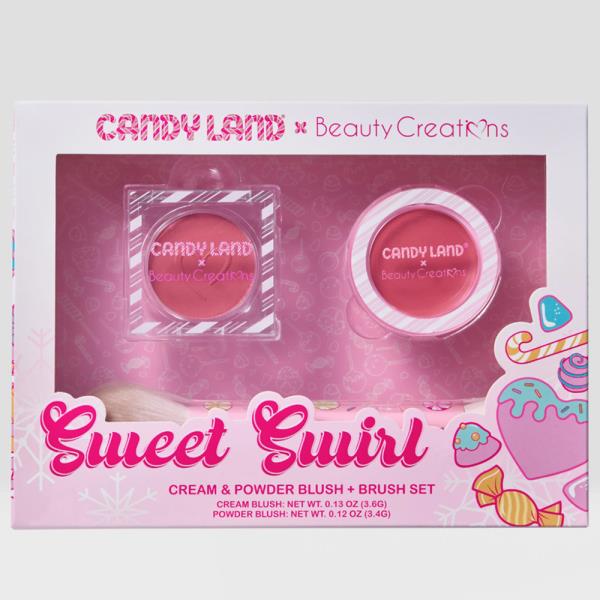 BEAUTY CREATIONS X CANDY LAND SWEET SWIRL CREAM AND POWDER BLUSH W BRUSH SET