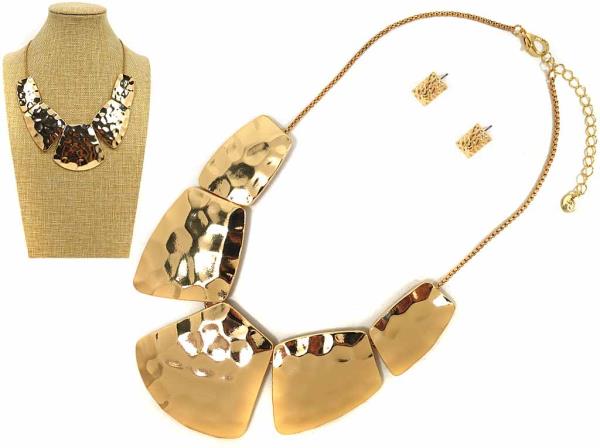 HAMMERED METAL BAR LINK NECKLACE