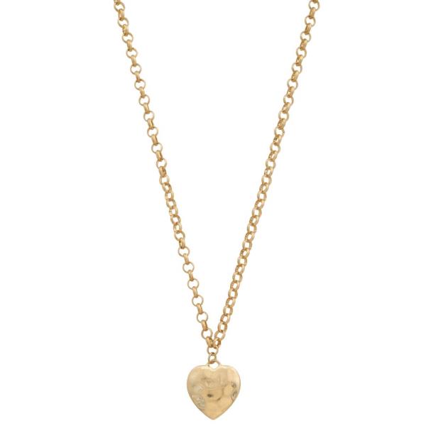 HAMMERED METAL HEART PENDANT NECKLACE
