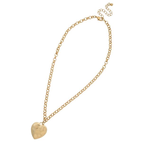 HAMMERED METAL HEART PENDANT NECKLACE