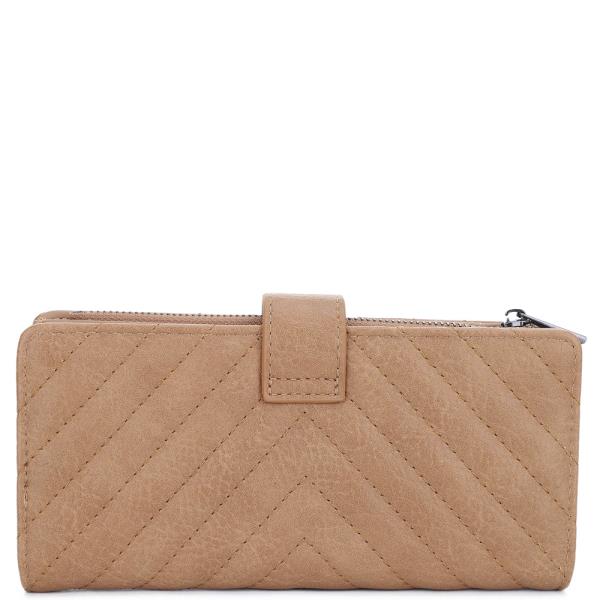 QUILTED BUTTON ZIPPER WALLET