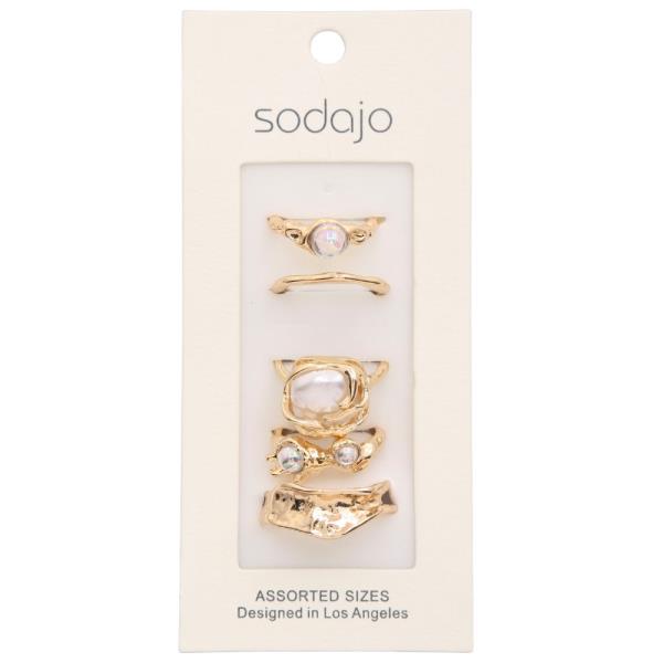 SODAJO PEARL BEAD METAL ASSORTED RING SET