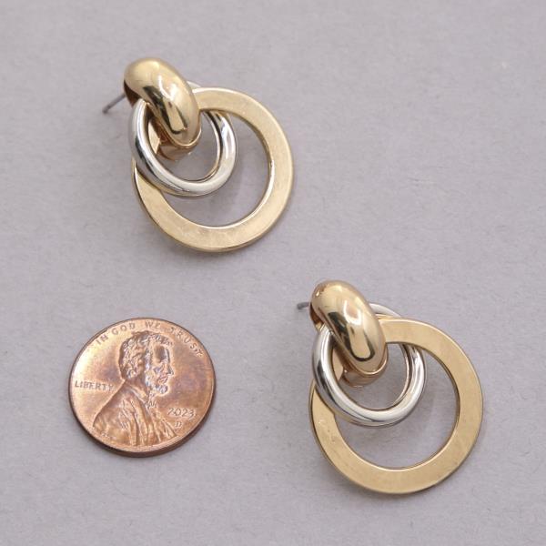 SODAJO TWO TONE CIRCLE GOLD DIPPED EARRING