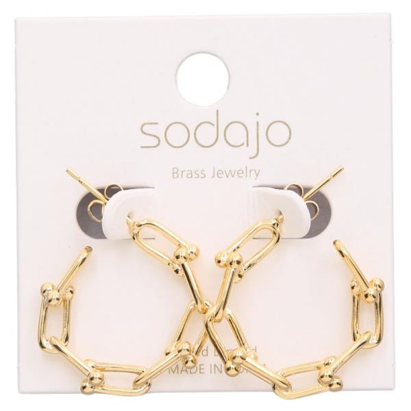 SODJAO U LINK HOOP GOLD DIPPED EARRING