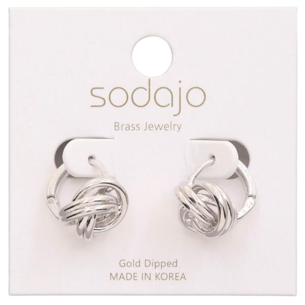 SODAJO KNOT METAL HUGGIE GOLD DIPPED EARRING